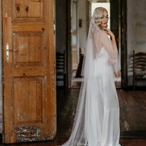 Sparkle drop veil, Wedding veil with crystals, Crystal bridal veil, Veil with blusher NEVE imagem 3