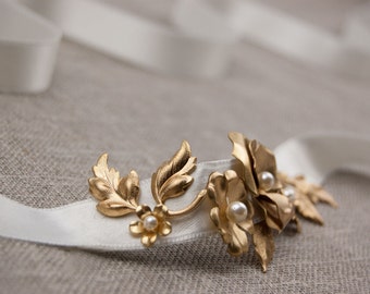 Gold Brautgürtel, Hochzeit Gürtel, Gold Schärpe, Hochzeitskleid Schärpe gold mit Perlen