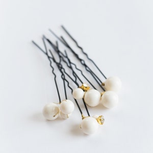 Pearl bridal headpiece, Wedding pearl hair pins, Pearl and crystals bridesmaids gift hair accessories ALSA image 8