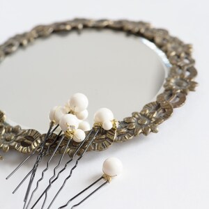 Pearl bridal headpiece, Wedding pearl hair pins, Pearl and crystals bridesmaids gift hair accessories ALSA image 6
