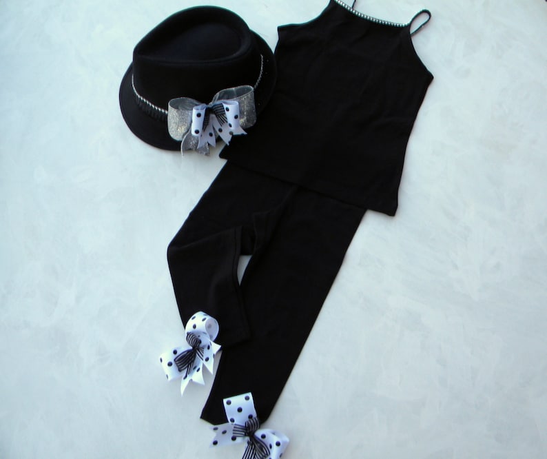 Rock n Roll Pageant 5 Piece Set Includes: Poofy Skirt Cami Fedora Hat with Bow Blinged Out Denim Jean Jacket Legging