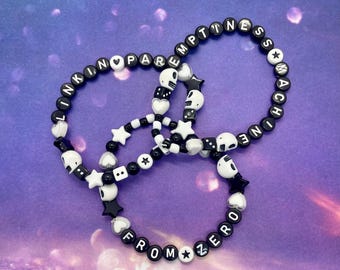 Linkin Park Emptiness Machine From Zero friendship style beaded bracelets set of 3 black white skulls dice stars emo alternative metal music