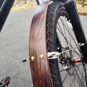 Wood Bike Fenders Hand made from dark colored Wenge wood. A great way to add a touch of class to your favorite commuter bike. image 4