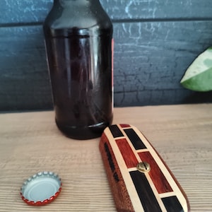 Wooden Bottle Opener. Hand Made Bottle Opener, Beer Bottle Opener, Groomsman Gift, Beer Gift Idea, Bottle Opener Art, Beer Drinker Present.