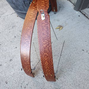Handmade Leopard Wood Bike Fenders – Full Set, Stainless Steel Hardware