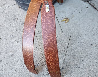 Wood Bike Fenders- Leopard wood.  Super figured!  Perfect match for the honey colored Brooks saddles and grips. Wooden bicycle fenders.