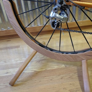 Apartment bike stand, bicycle storage, upright bike stand, wood bike stand, Cherry bike holder, bicycle gift, cycling gift, bicycle parking