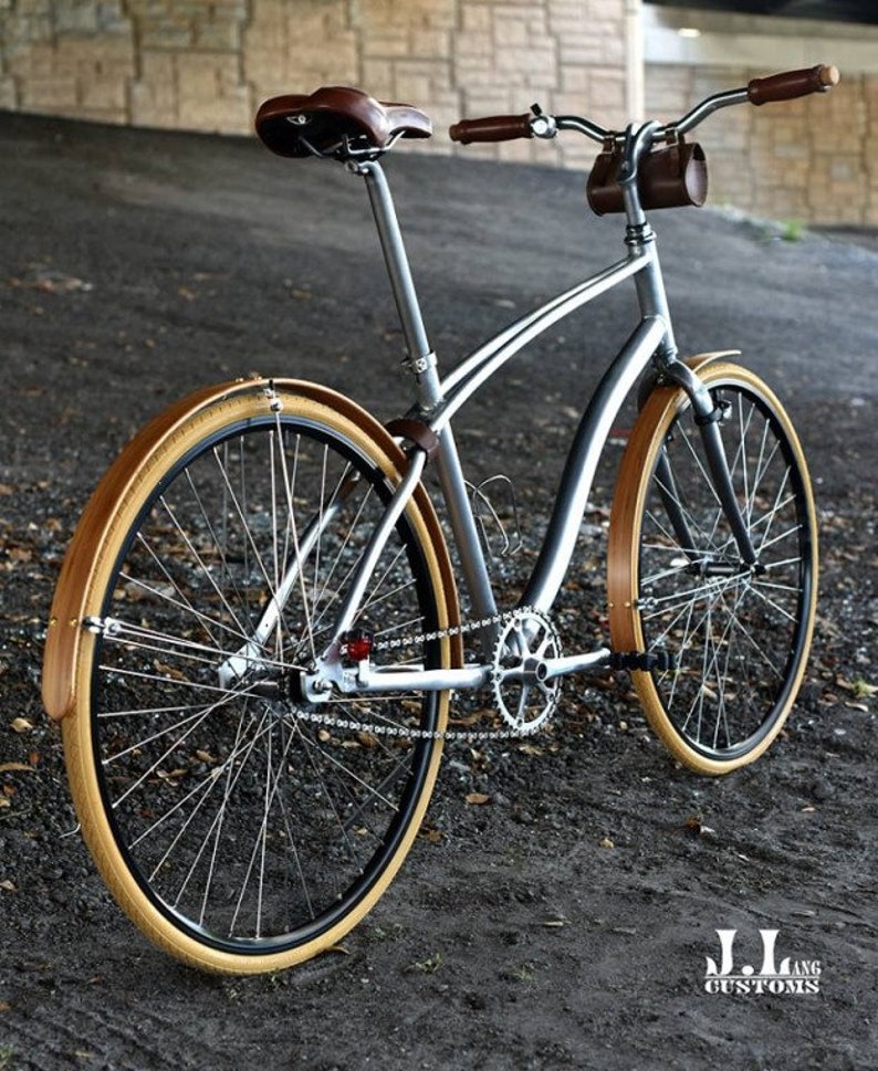 Bamboo bicycle fenders with stainless steel mounting hardware. Super high quality hand made one at a time image 3