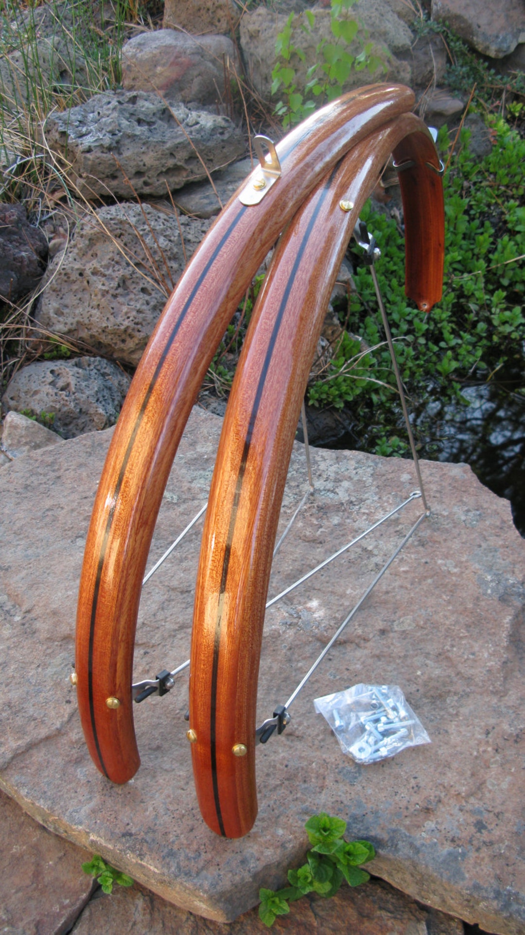 Wood Bicycle Fenders Fully Shaped Compound Curve Sapelle With Wenge