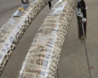 Wood bicycle fenders- Fully Shaped Compound Curve Snake Skin pattern!