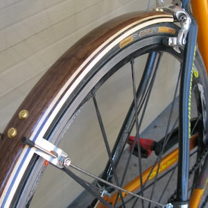 Handmade Walnut Road Bike Fenders, Maple Stripe
