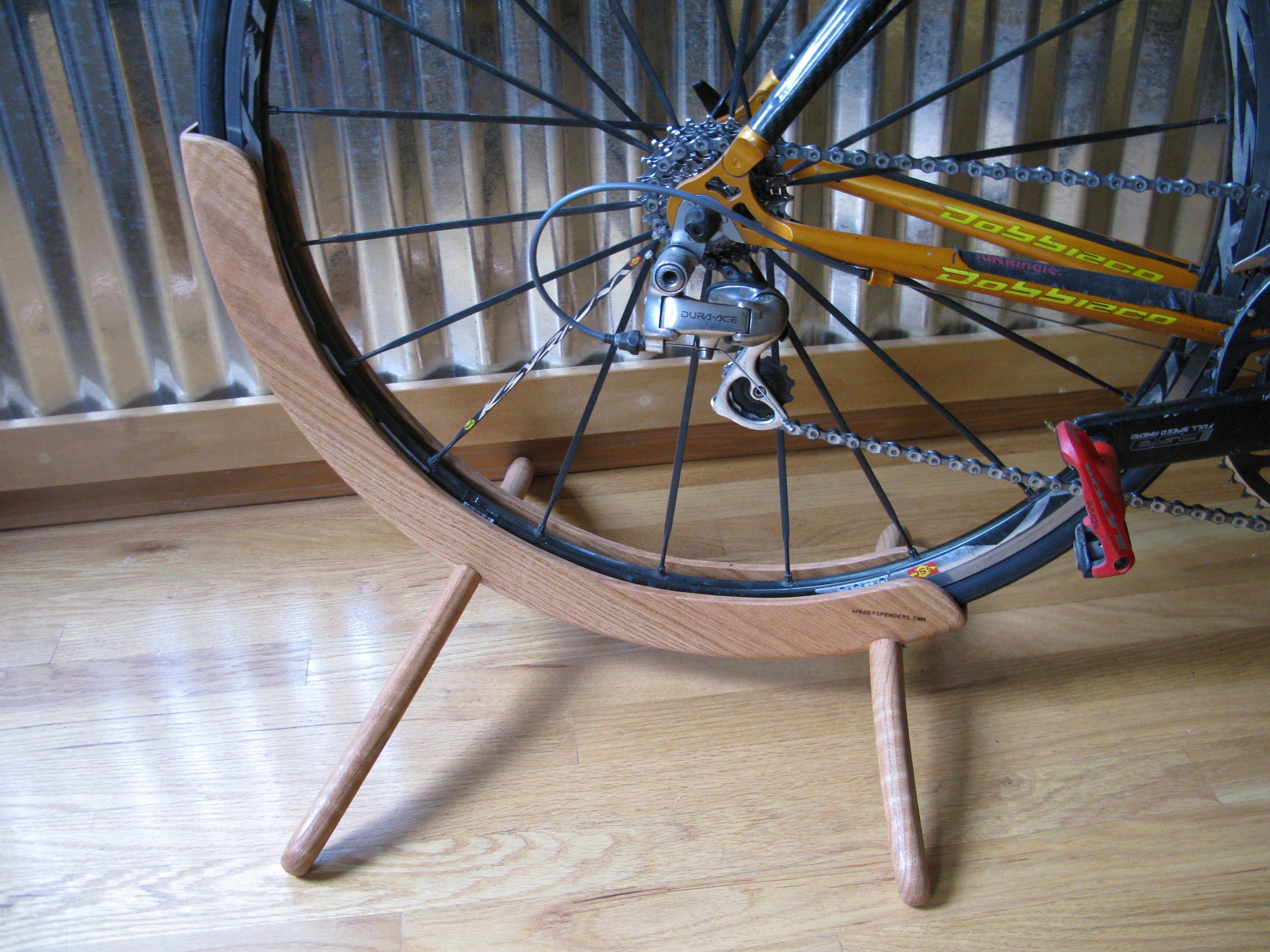Red Oak Wood Bike Stand Vertical Indoor Bicycle Rack