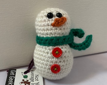 Mini Snowmen Plushies, 3.5 inch Snowman with Scarf, Little Snowman Winter Decor, Miniature Snowman with Buttons and Scarf