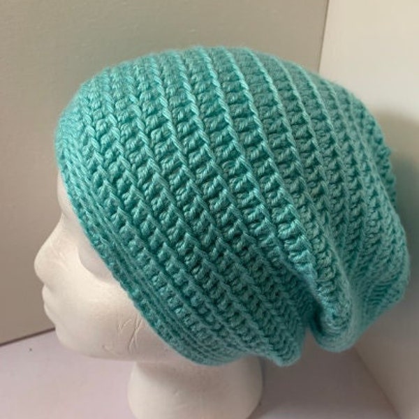Robin’s Egg Blue Slouchy Hat, Unisex, Slouchy Hat, Turquoise Blue Slouchy Beanie, Hipster Slouch Hat, Crochet Baggy Hat, Ready To Ship
