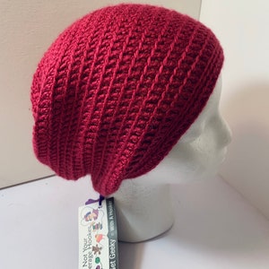 Raspberry Slouchy Hat, Womens Hat, Berry Pink Slouchy Hat, Raspberry Pink Slouchy Beanie, Hipster Slouch Hat, Baggy Hat, Ready To Ship image 1