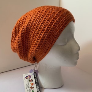 Pumpkin Orange Slouchy Hat, Unisex Orange Slouchy Hat, Pumpkin Slouchy Beanie, Hipster Slouch Hat, Crochet Baggy Hat, Ready To Ship