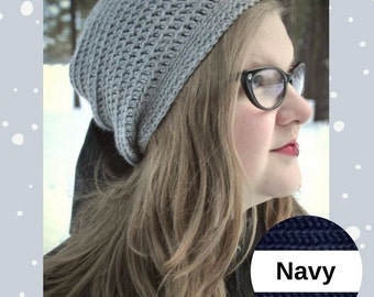 FREE SHIPPING Crochet Slouchy Hat, Womens Hat, Slouchy Hat, Navy Slouchy Beanie, Hipster Slouch Hat, Baggy Hat, Ready To Ship