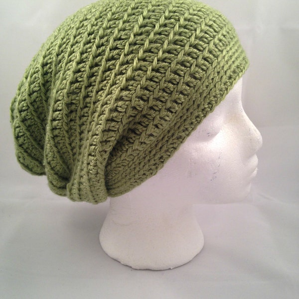 Darmowa wysyłka Czapka szydełkowa Slouchy, czapka damska, czapka męska, pistacjowo zielona czapka Slouchy, czapka hipster Slouch, czapka Baggy, gotowa do wysyłki