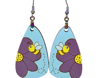Floral Bee Dangle Earrings