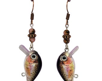 Rainbow Trout Beaded Lure Earrings