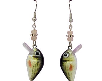 Largemouth Bass with Beads Lure Earrings