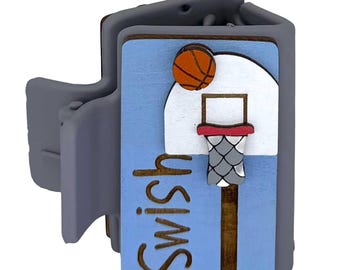 Basketball Swish Hairclip 2"