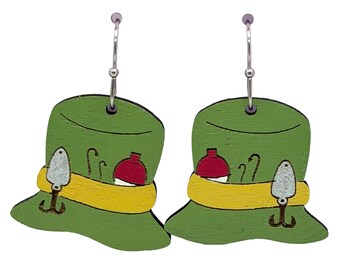 Fishing Floppy Hat Dangle Earrings