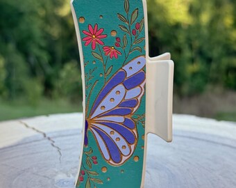 Teal Butterfly 4” Hair Clip
