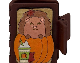Hedgehog Pumpkin Hairclip 2"