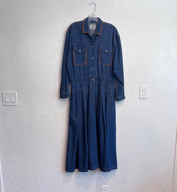 Chaus Sport Vintage Denim Dress, Sz 14, Gathered-P