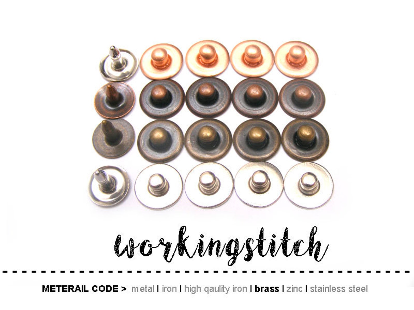 Washable 50 Sets 9.5mm BRASS Jean Rivet Rapid Stud for Bag Etsy