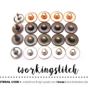 washable 100pcs 9.5mm BRASS Jean Rivet Rapid Stud for bag purse jacket jean craft project
