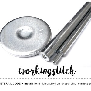 May include: A set of three silver metal tools for setting rivets. The tools include a round anvil, a long punch, and a shorter punch. The tools are used for leather craft and other projects.