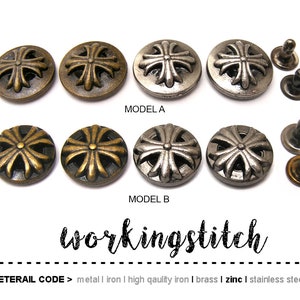 10pcs ZINC alloy cross in round vintage ornament leather craft Rapid Rivet Stud