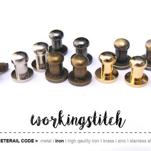 May include: Assortment of metal studs in various finishes, including brass, silver, and antique gold. The studs are round with a domed top and a flat base.  Meterail Code: metal | iron | high quality iron | brass | zinc | stainless steel