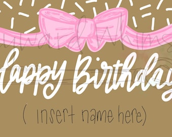 Birthday Banner- girly bow - brown craft paper downloadable file design template