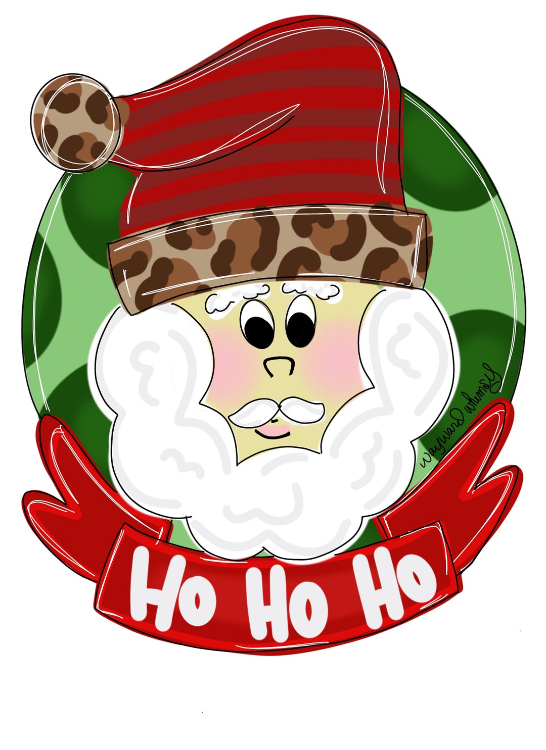 Santa HO HO HO Door Hanger Downloadable File Printable Template - Etsy