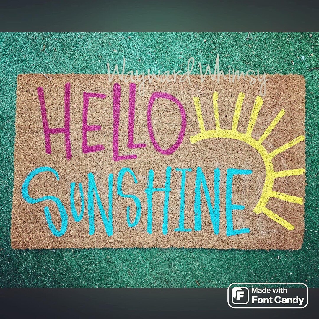 Painted Coir Doormat Hello Sunshine 30x17 Porch Mat Front Door Mat Etsy
