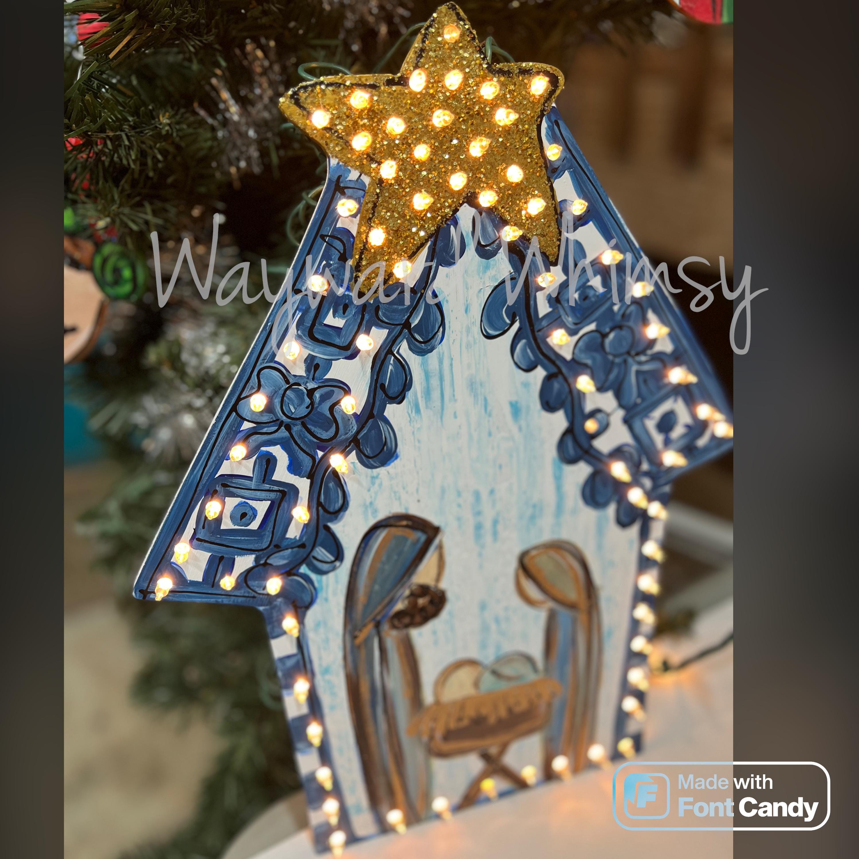 Chinese Tree Topper LIGHTED Chinoiserie Blue Nativity Wooden Tree Topper - Etsy