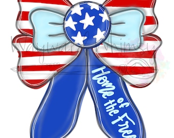 Patriotic bow- USA- America   Door Hanger downloadable file printable template