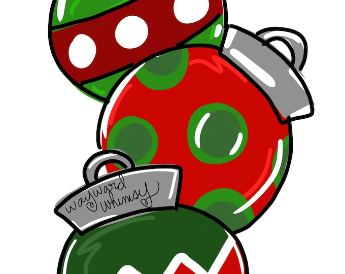 TEMPLATE: Christmas Ornament Big Balls Door Hanger Digital Download ...