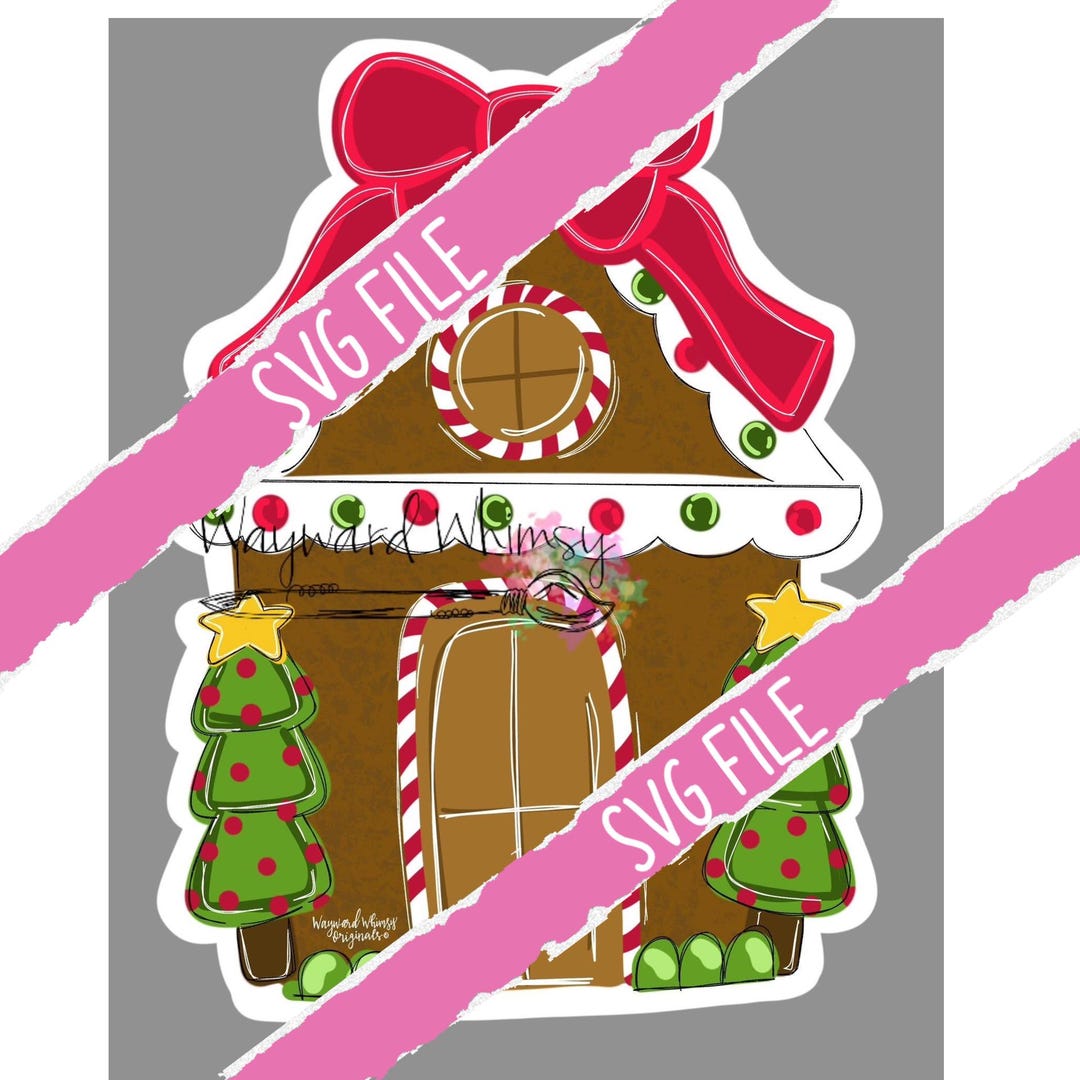 SVG Gingerbread House Christmas Door Hanger Downloadable File - Etsy