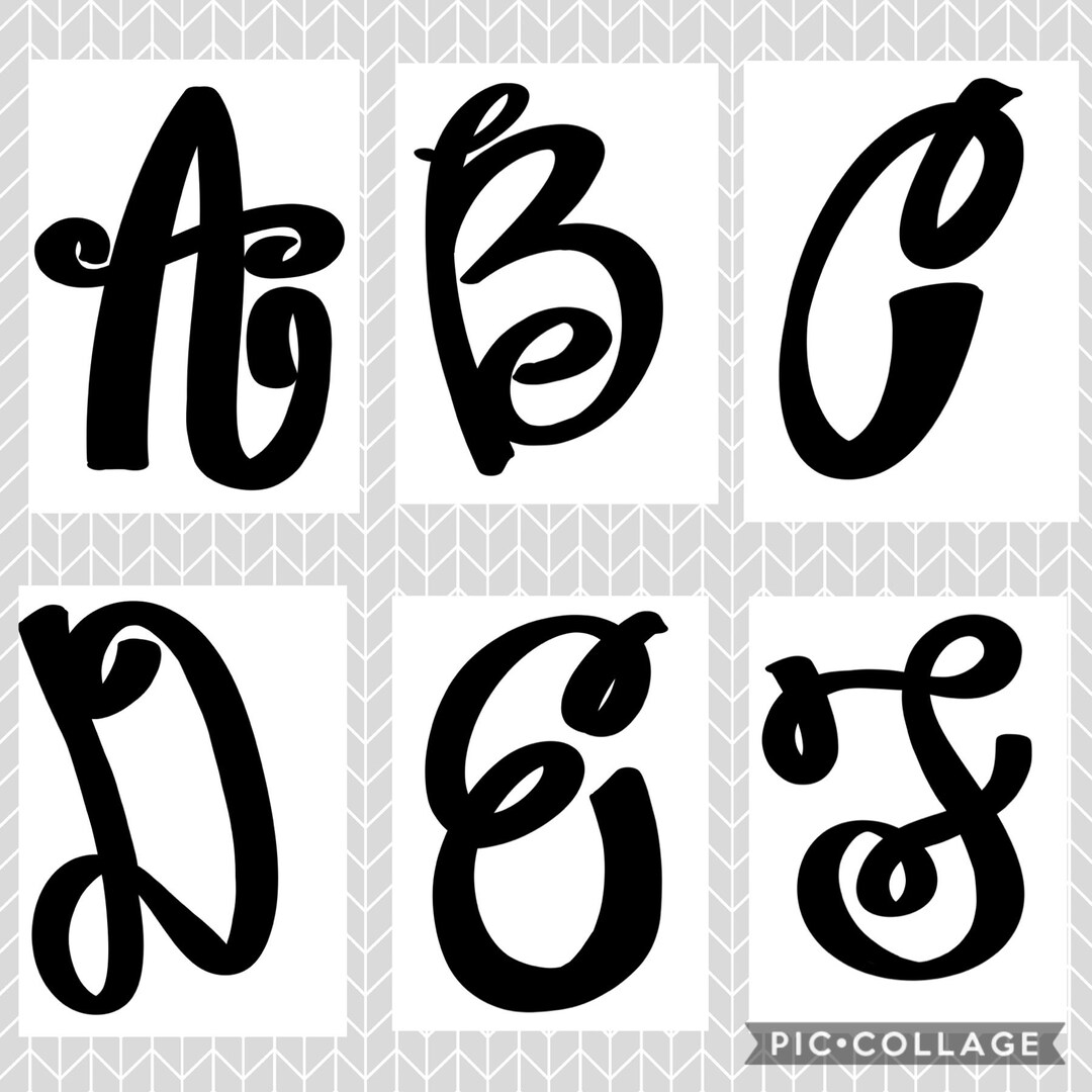 26 Letter Alphabet Hand Lettered Curly Whimsical Font Door Hanger