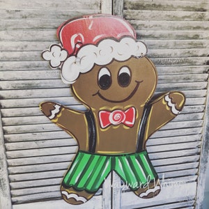 Gingerbread boy Wood Cut Out Door Hanger