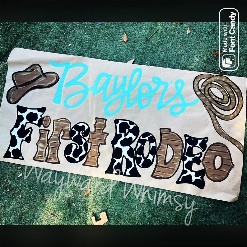 Hand Painted Custom First Rodeo Theme Birthday Banner- Kraft Paper ...