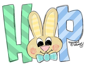 Hop boy Easter Bunny Door Hanger downloadable file printable template