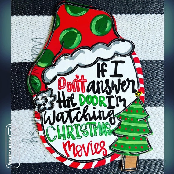 Watching Christmas Movies Wood Cut Out Door Hanger - Etsy