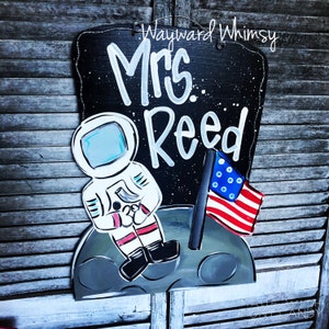 Space Astronaut Science teacher Wood Cut Out Hanger
