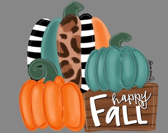 Happy Fall 3 Pumpkins  Door Hanger downloadable file printable template