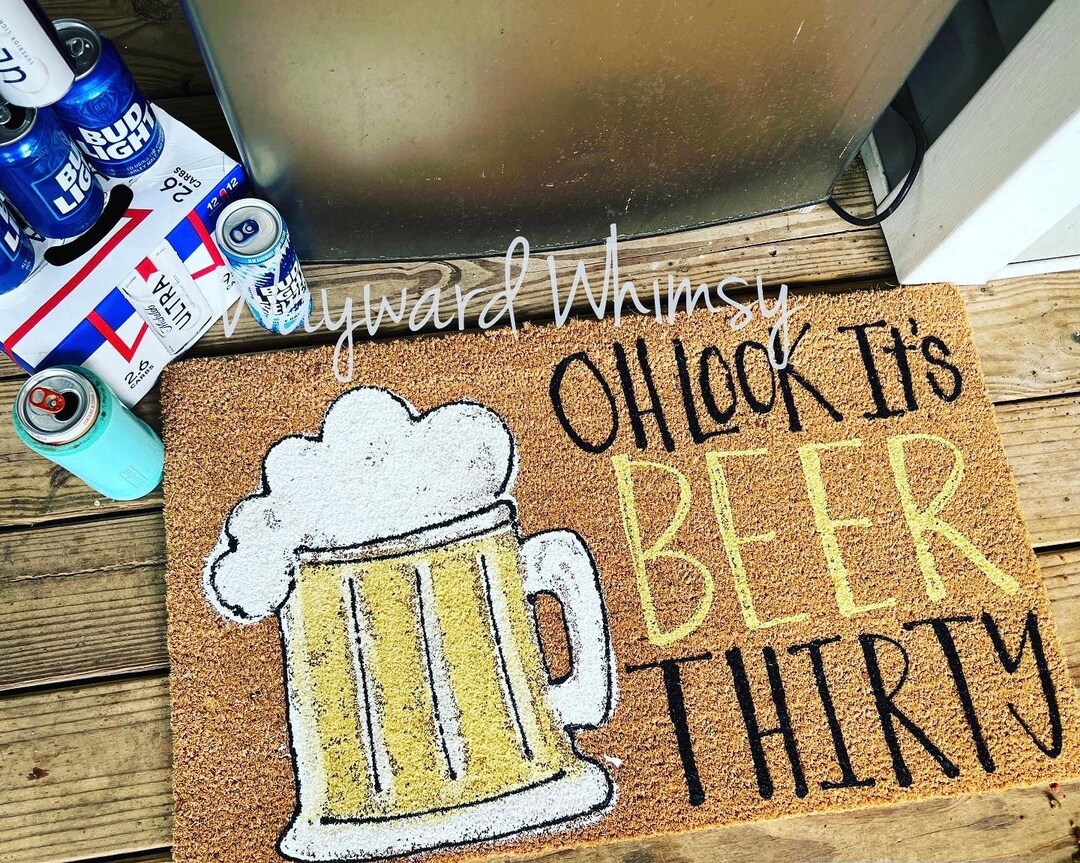 Handlettered Coir Doormat Beer Thirty 30x17 Etsy